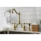Kingston Brass KS7757ALBS Bridge Kitchen Faucet with Brass Sprayer, Brushed Brass KS7757ALBS - alternate 2